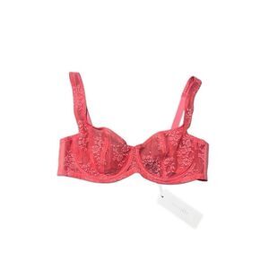 Journelle Romy Floral Demi Bra Womens 34 C Hibiscus Sheer Hook & Eye Closure NWT